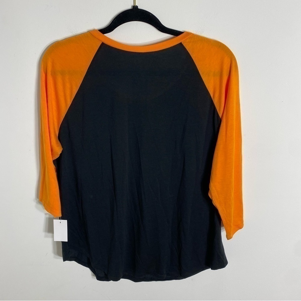 Disney Minnie Mouse Glow In The Dark Shirt NWT XXL Orange Black Raglan - Picture 6 of 6